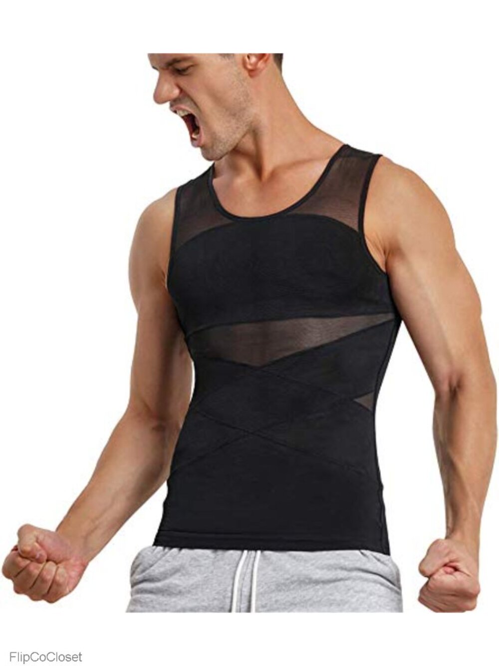 Men's Compression Tank Top Slimming Body Shaper Undershirt Base Layer Vest